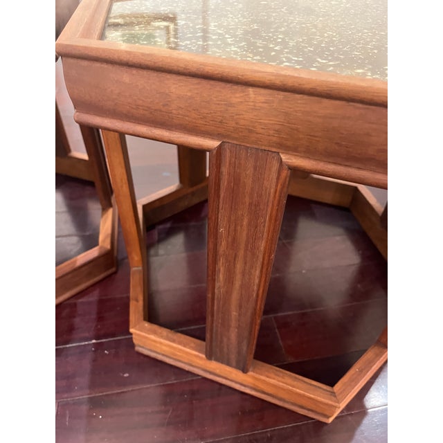 1960s Pair Hexagonal "Domino" Tables by John Keal for Brown Saltman For Sale - Image 5 of 7