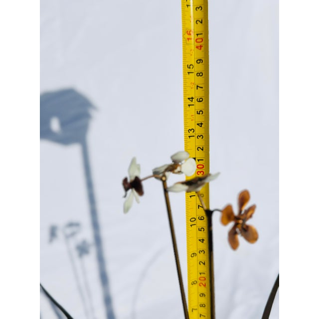 Vintage Bovano of Cheshire Metal Flower Sculpture, Enamel & Brass Mid-Century Modern For Sale - Image 9 of 11