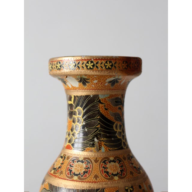 Vintage Satsuma Style Phoenix Floral Vase With Gilt Details For Sale - Image 10 of 13