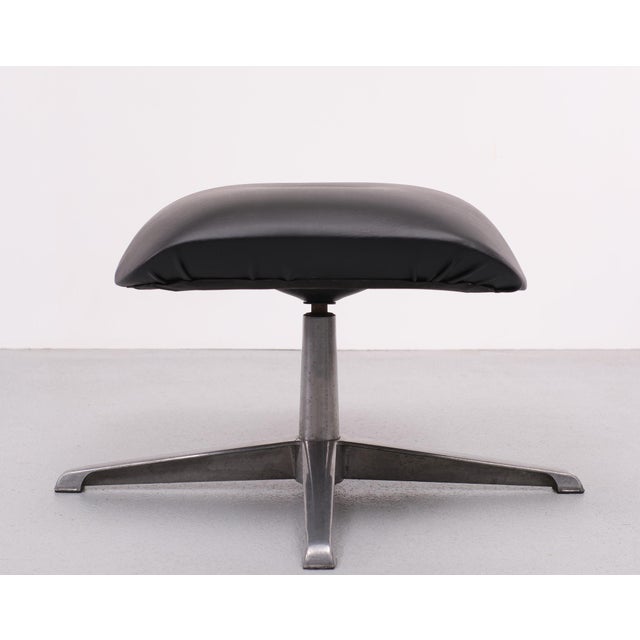 Mid-Century Modern Black Faux Leather Ottoman, 1960s, Denmark For Sale - Image 3 of 8
