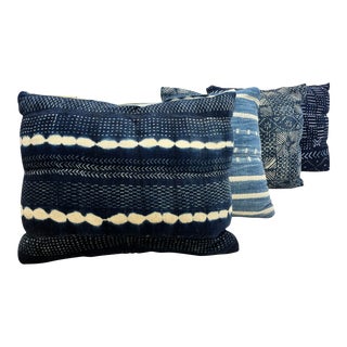 Indigo Blue West African Designer Down Filled Pillows by Lee Industries For Sale