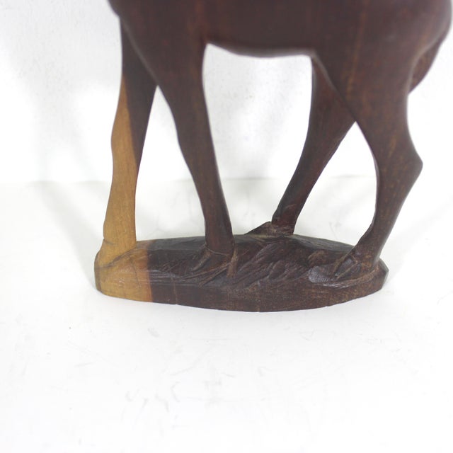 Mid 20th Century Mid Century Modern Carved Gazelle Exotic Wood Sculpture African Animal Figurine Reindeer For Sale - Image 5 of 10