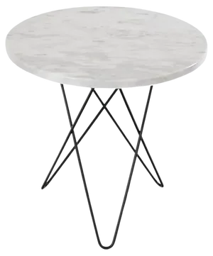 White Carrara Marble and Black Steel Tall Mini O Table by OxDenmarq