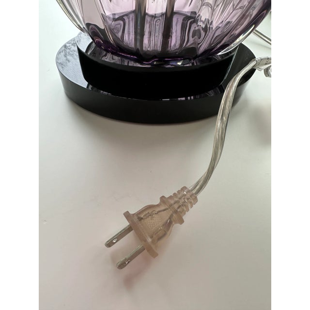 A Pair of Currey & Company Plum Glass Table Lamps For Sale - Image 10 of 11