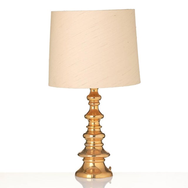 1960s Gold-Glazed Ceramic Model B-25 Table Lamp from Bergboms, Sweden, 1960s For Sale - Image 5 of 9