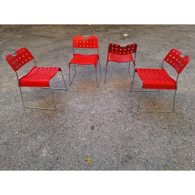 Red Red Omkstak Stackable Chair by Rodney Kinsman for Bieffeplast, 1980s For Sale - Image 8 of 18