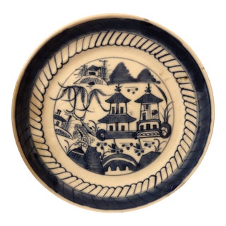 19th Century Blue White Cantonware Plate For Sale