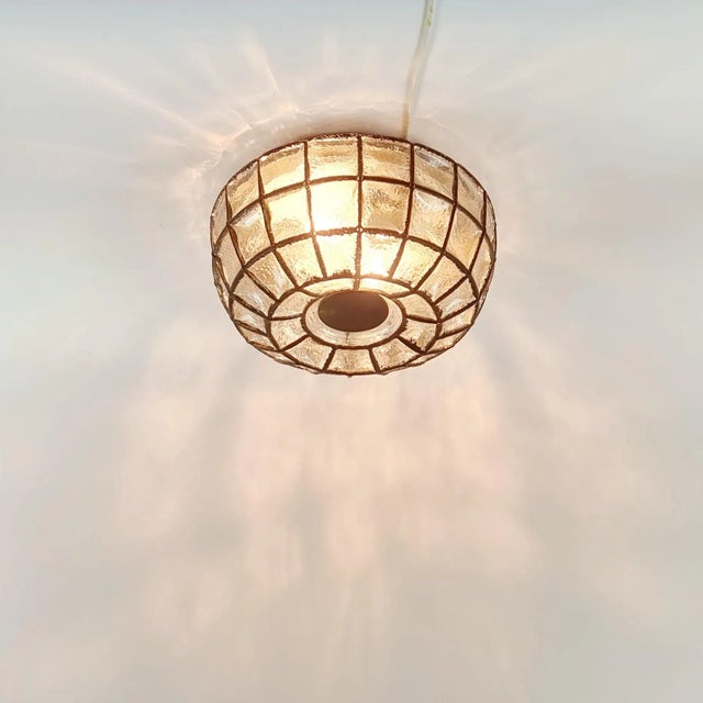 1970s Large Mid-Century Modern Glass Ceiling Light from Limburg, Germany, 1960s For Sale - Image 5 of 12