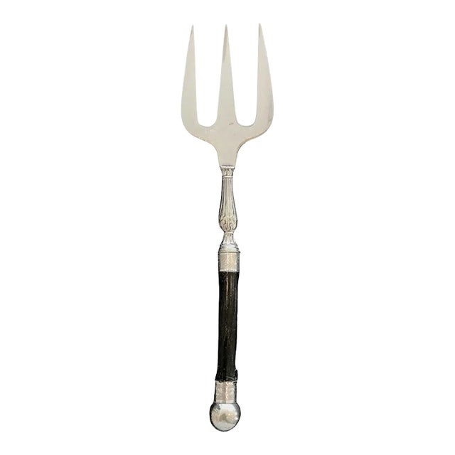 1910s Ebony and Silver Bread Fork (Hallmarks) For Sale