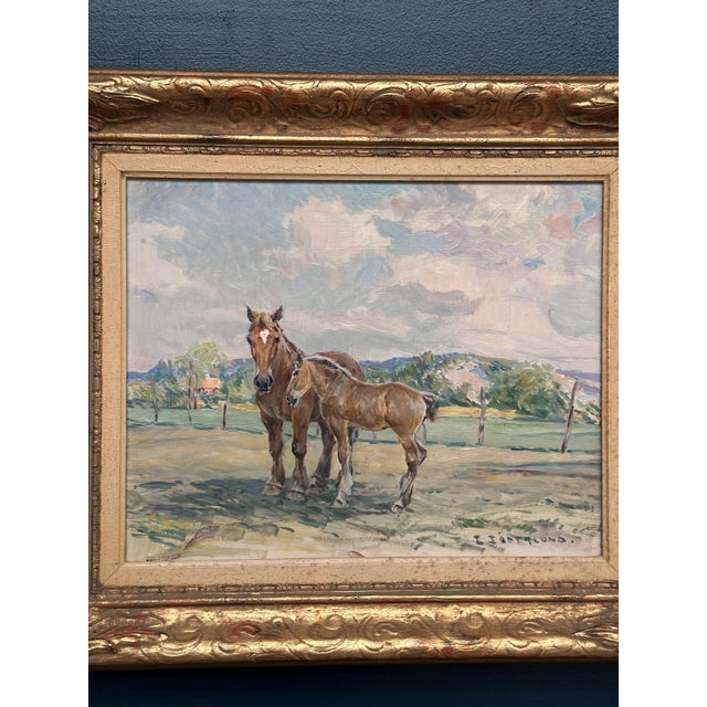 Einar Söderlund, Horses in a Pasture, 1960s, Oil Painting on Panel, Framed For Sale - Image 4 of 13