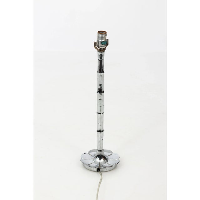 1970s Faux Bamboo Chrome Lamp For Sale - Image 5 of 8