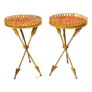 Pair of Italian Style Gilt Iron Arrow Tables For Sale