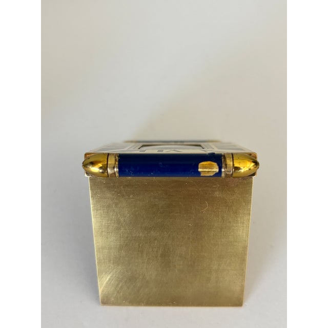 Vintage Cartier Folding Travel Desk Clock Paris Gilt-Brass and Blue Enamel 1990 For Sale - Image 9 of 18