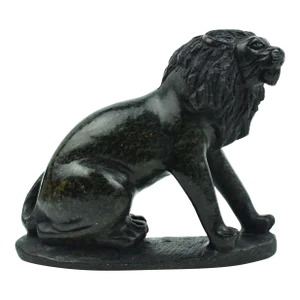 Mid 20th Century Handcrafted Solid Stone Sitting Lion Figurine on Base