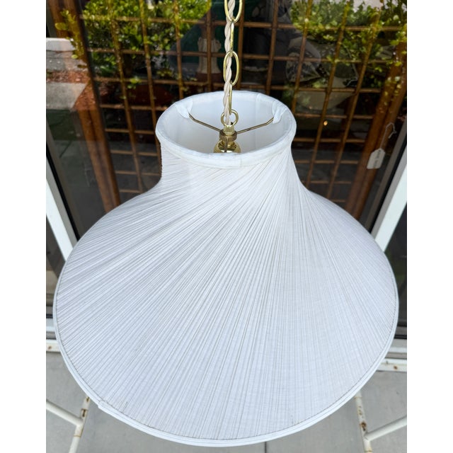 1960s Off White Pleated Swag Pendant Light For Sale - Image 4 of 10