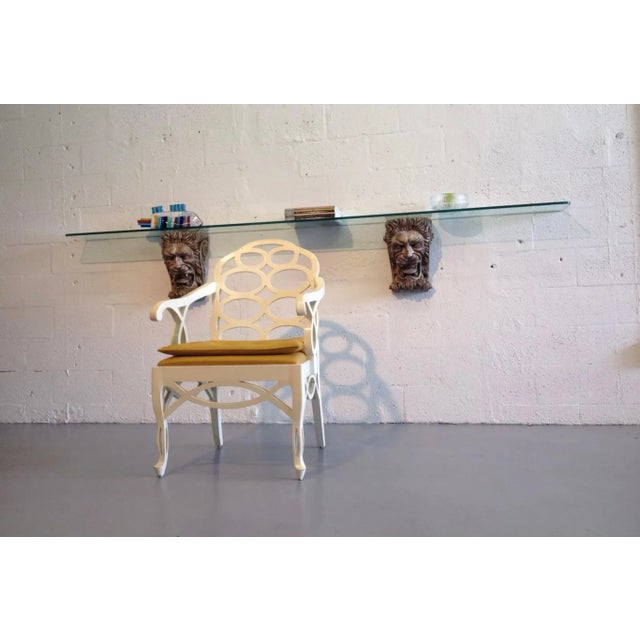 Pair of Sarreid carved wood shelves. Can be used with glass top as seen in pictures or without. Made in Spain. Measures:...