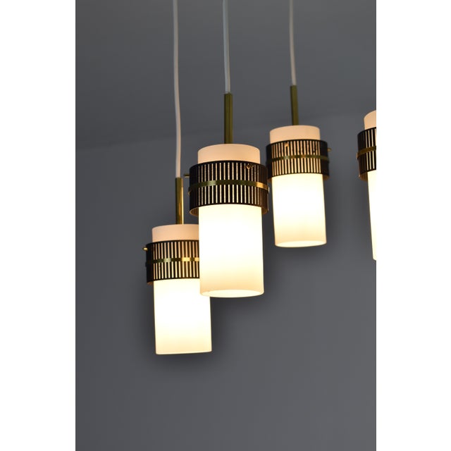 Metal 1950's 5 Lights Glass Pendant by Stilnovo For Sale - Image 7 of 12