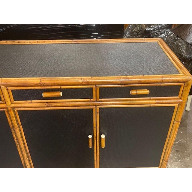 Transitional Vintage Italian Black Rattan Sideboard For Sale - Image 3 of 8