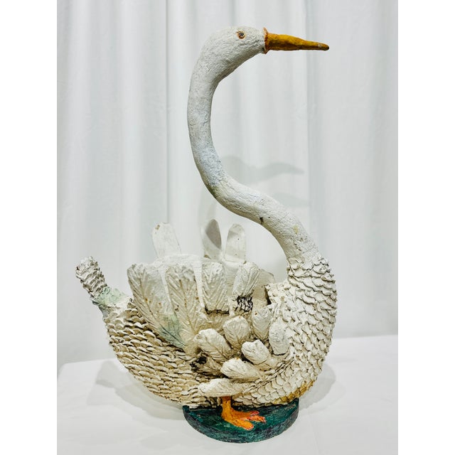 A wonderfully expressive folk art swan, full of charm, character, and a bit of storybook magic. Hand-shaped over a wire...
