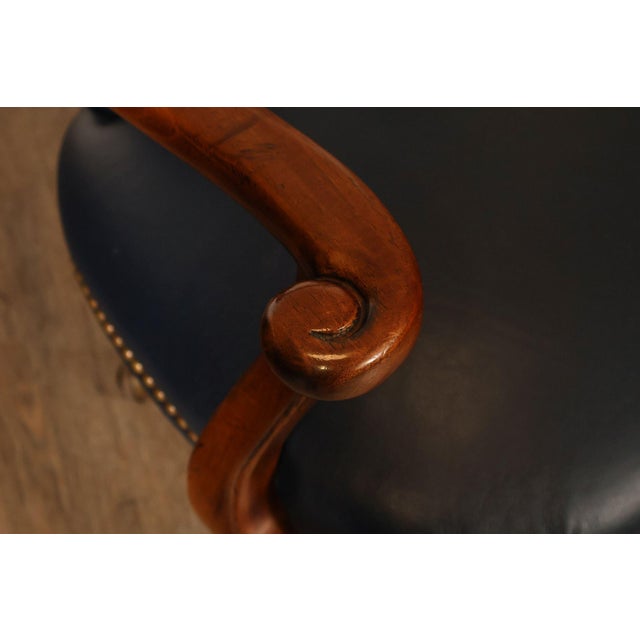 Century Furniture Regency Style Set Of Four Leather Upholstered Rolling Armchairs For Sale - Image 10 of 18