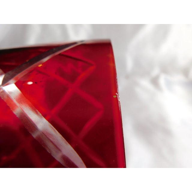1990s Red Cut to Clear Vase For Sale - Image 4 of 5