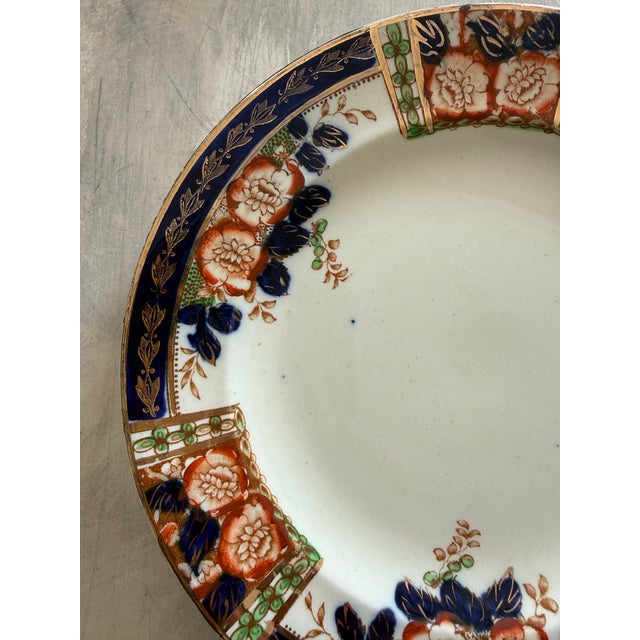 Windsor Derby Antique Plates- Set of 5 - 8 Inch Cobalt Blue Russet Floral Thomas Hughes England Circa 1920 For Sale - Image 4 of 11