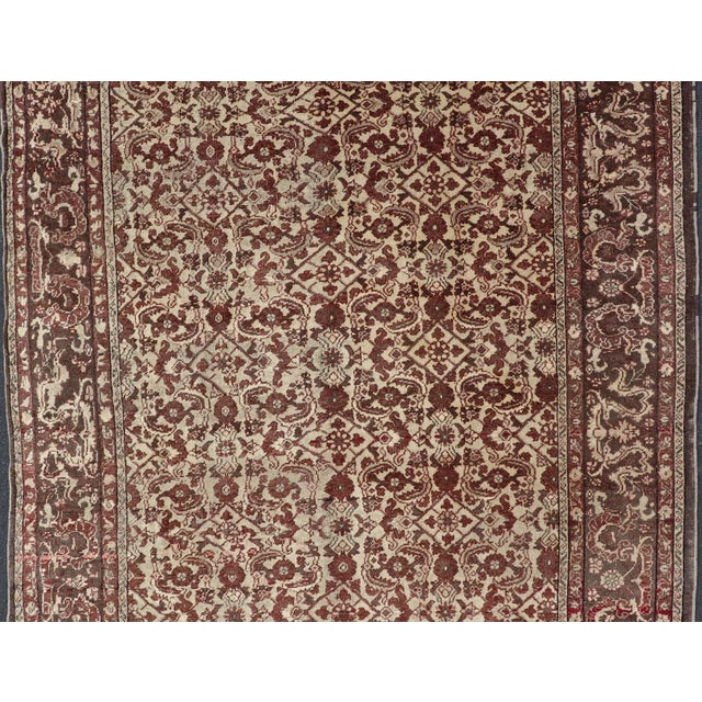 Turkish Antique Turkish Sivas Rug With Tan Background and Maroon, Eggplant, Brown Color For Sale - Image 3 of 13