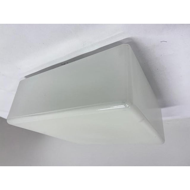 Gold Mid-Century Milk Glass Flush Mount or Wall Light, Former Czechoslovakia, 1970s For Sale - Image 8 of 9