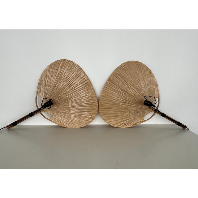 Large Organic Uchiwa Wall Sconces by Ingo Maurer for M Design, Germany, 1973, Set of 2 For Sale - Image 11 of 18