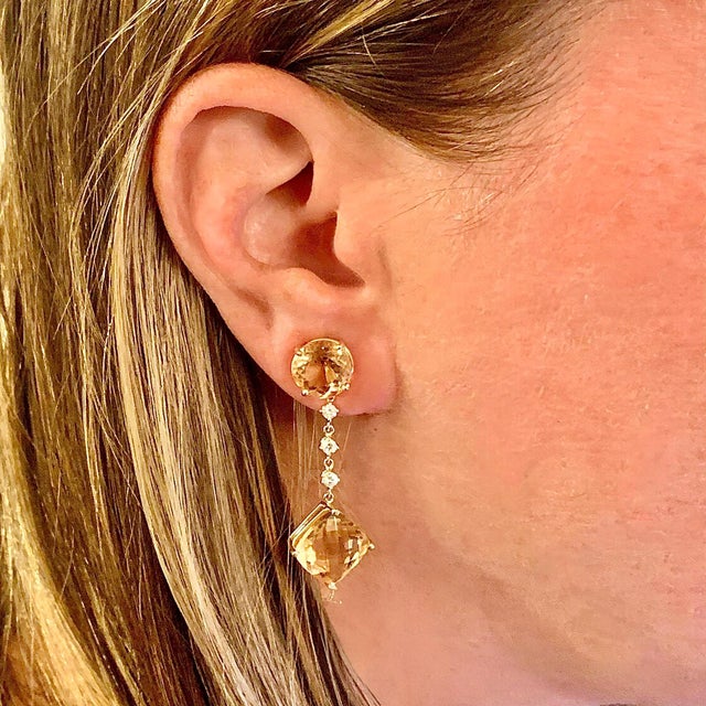 Natural Morganite Diamond Earrings 14k Gold 10.1 TCW Certified For Sale - Image 12 of 14