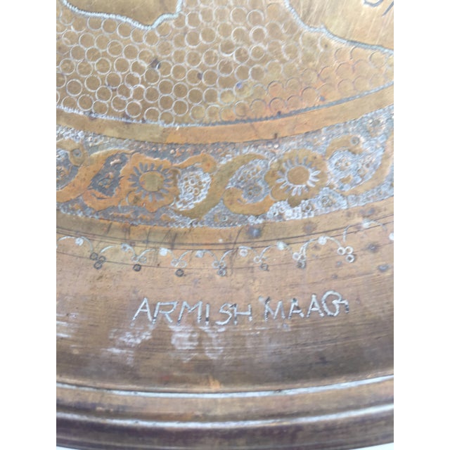 1950s Vintage Brass Tray With Middle Eastern Map Design For Sale - Image 5 of 10