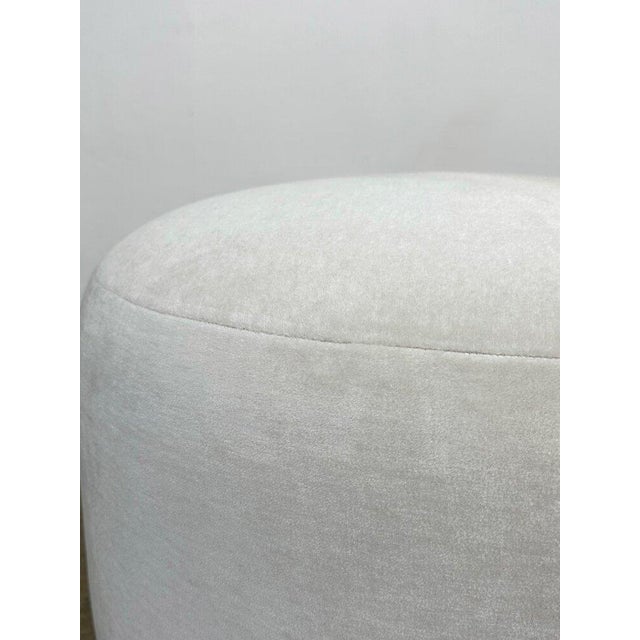Not Yet Made - Made To Order Modern White Mohair Ottoman For Sale - Image 5 of 8