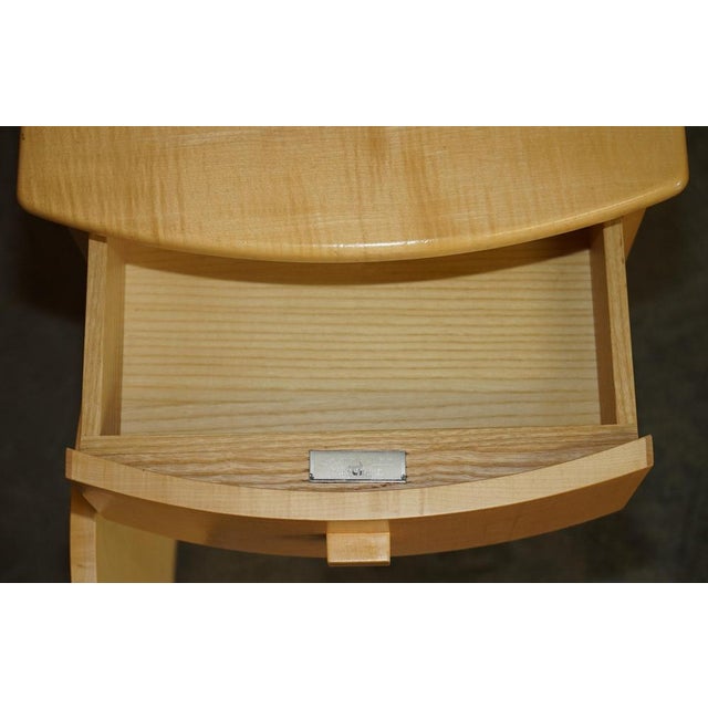 Bow Fronted Satin Birch Chest of Drawers and Side Tables from Baxter & Lee, Set of 3 For Sale - Image 17 of 18