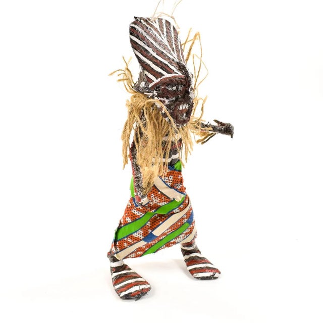 Textile Early 20th Century Makishi Painted African Doll For Sale - Image 7 of 7