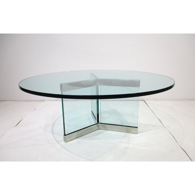 Modern Pace Collection Coffee Table Plate Glass and Chrome by Leon Pace For Sale - Image 3 of 9