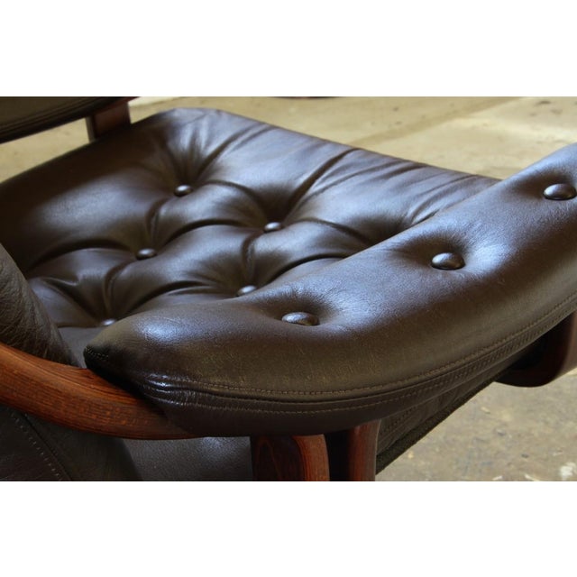 Brown Vintage Norwegian Modernist Lounge Chairs attributed to Jon Hjortdal, 1970s, Set of 2 For Sale - Image 8 of 18