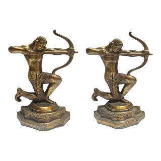 1920s Art Deco Roman Archer Bookends - a Pair For Sale