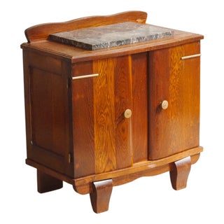 French Art Deco Bedside Table with Marble For Sale