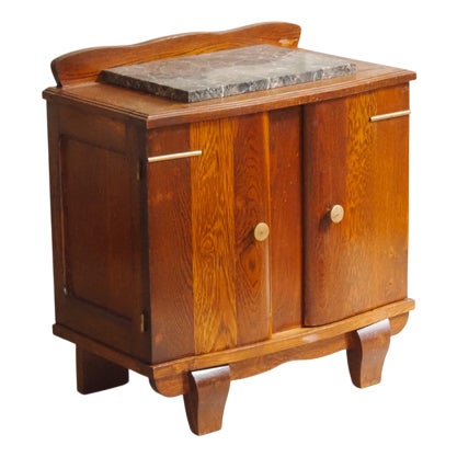 French Art Deco Bedside Table with Marble For Sale