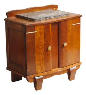French Art Deco Bedside Table with Marble