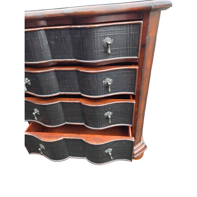 Black 1990s Ethan Allen Lucca Serpentine Chest of Drawers Dresser Nightstand Console For Sale - Image 8 of 11