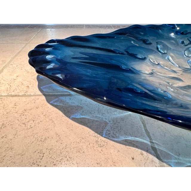 Stunning 39” Murano-Style Handblown Glass Sculptural Centerpiece - Aqua Blue to Clear Ombré For Sale In Portland, ME - Image 6 of 8