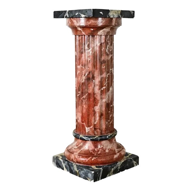 French Vintage Hand-Painted Faux Marble Column For Sale