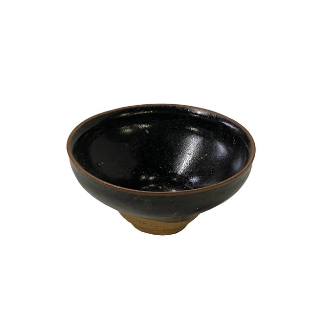 Chinese Chinese Jianye Clay Matte Bronze Black Glaze Decor Bowl Display Art For Sale - Image 3 of 6