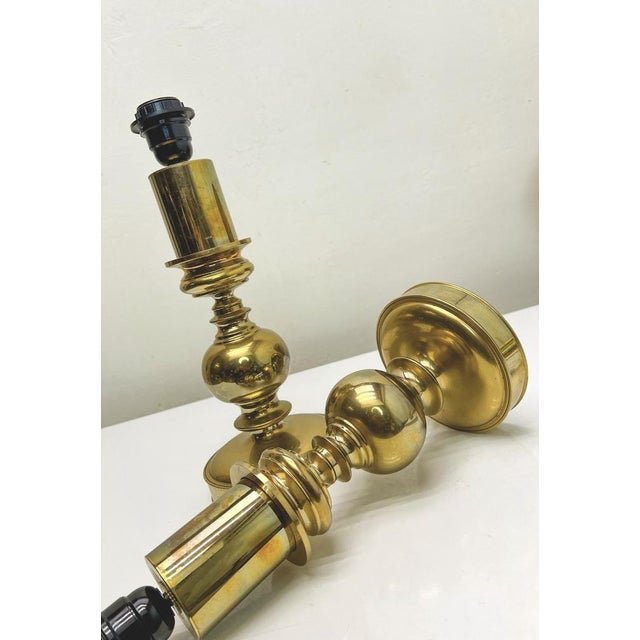 Vintage Brass Spheric Table Lamps, France, 1960s, Set of 2 For Sale - Image 13 of 14