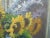 Mid 20th Century Still Life of Sunflowers in Vase Reflection Framed Signed Unknown Oil Painting For Sale - Image 5 of 6