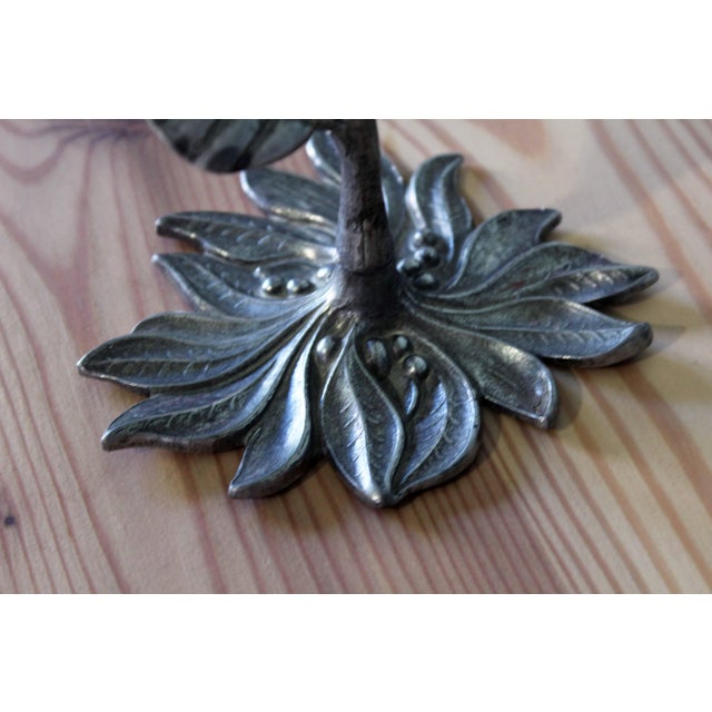 Silver Floral Pewter Candlestick, 1970s For Sale - Image 8 of 10