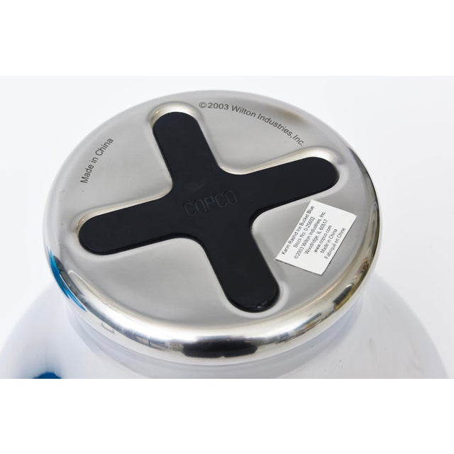 Karim Rashid Space Age Sapphire Blue Lucite/ Plastic and Stainless Steel Ice Bucket With Inserts 2003 For Sale - Image 11 of 12