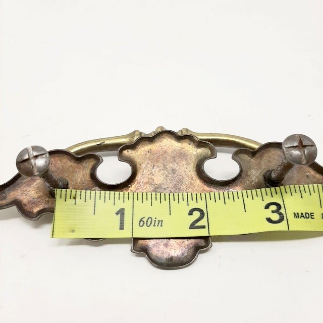 Vintage Mid 20th Century Chippendale Drawer Pull Handle Brass Hardware - Set of 5 For Sale - Image 9 of 10