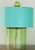 Exceptional handblown glass lamp with blue tile metal shade by Stray Dog Designs.. Out of the ordinary and beautiful. The...